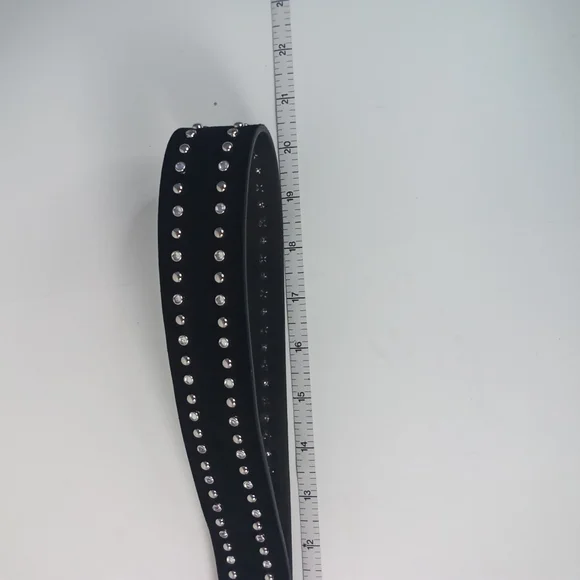 Anthropologie Rhinestone Studded Black Leather Belt Silver Accents Western NWOT - Picture 10 of 10